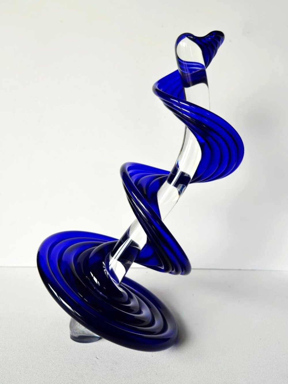 Vitrix Spiral Blown Glass Cobalt Blue Spiral Sculpture, Heechee  Art, Tom Kelly